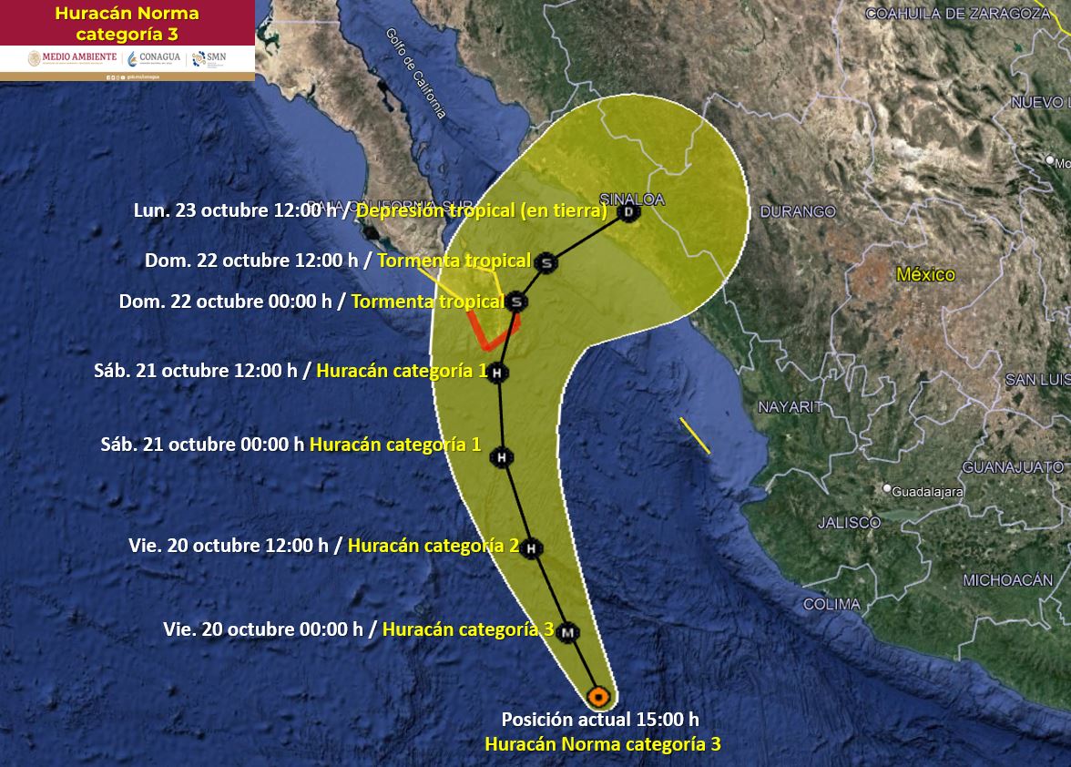 ¡SUPER Huracán Norma!  amenaza las costas: suspendidas las clases en La Paz y Los Cabos