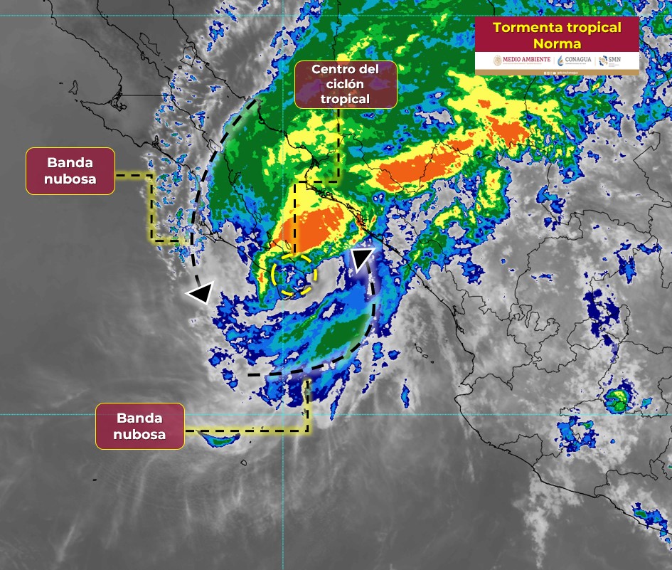Tormenta tropical Norma se dirige hacia Sinaloa desde el Golfo de California