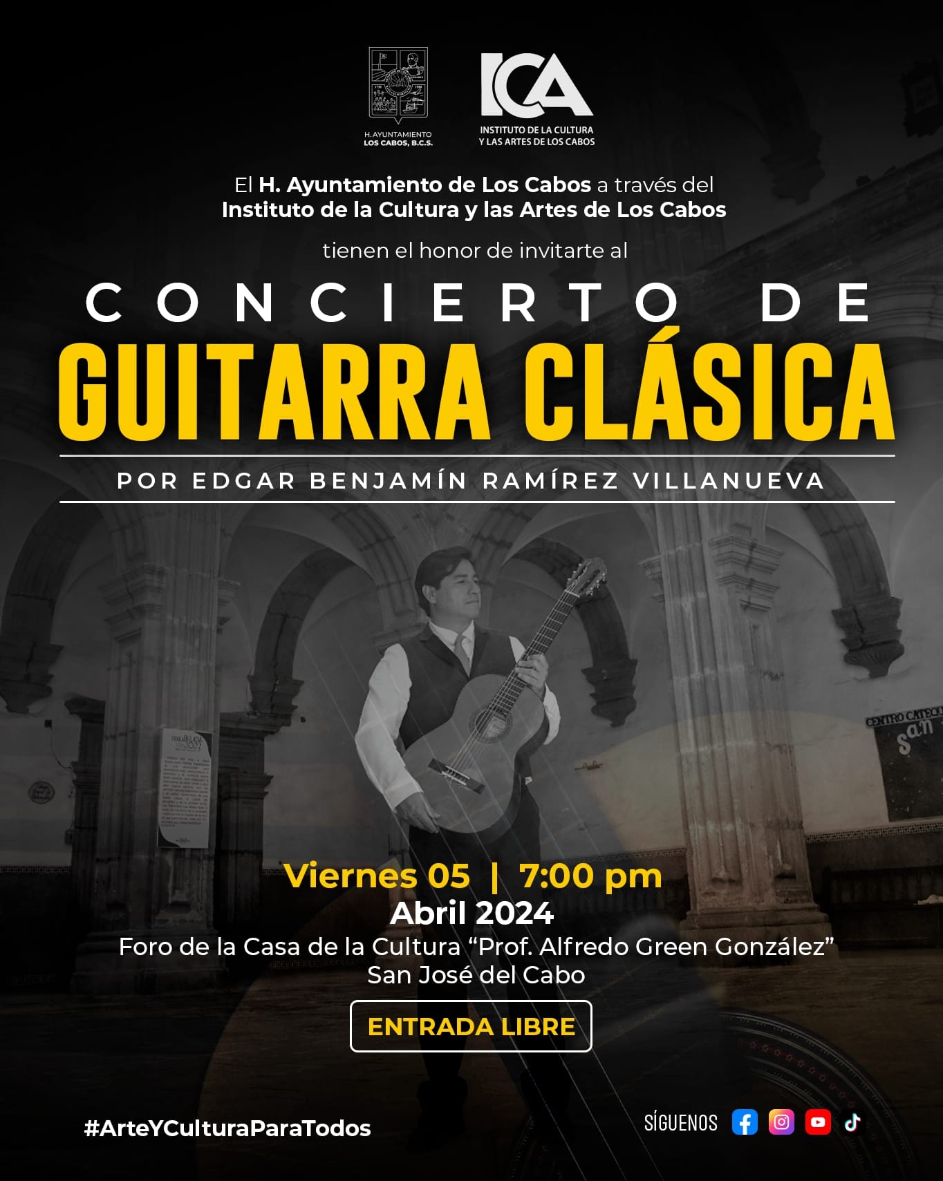 Instituto de Cultura y Artes de Los Cabos realizará concierto de Guitarra Clásica