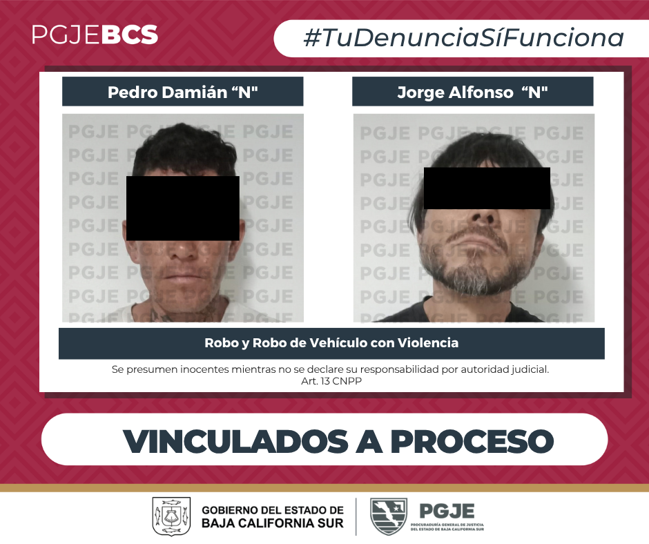 Vinculan a proceso a dos hombres por presunto robo de motocicleta con violencia en La Paz