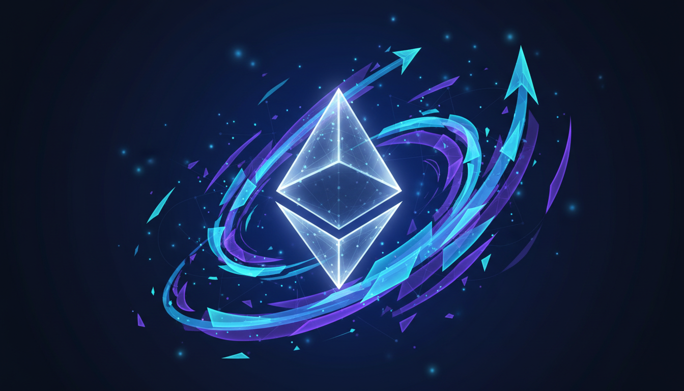Ilustración conceptual de Ethereum y el mercado de criptomonedas