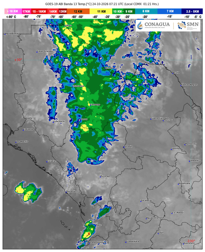 Imagen satelital de Norte de México del 24 de octubre de 2026