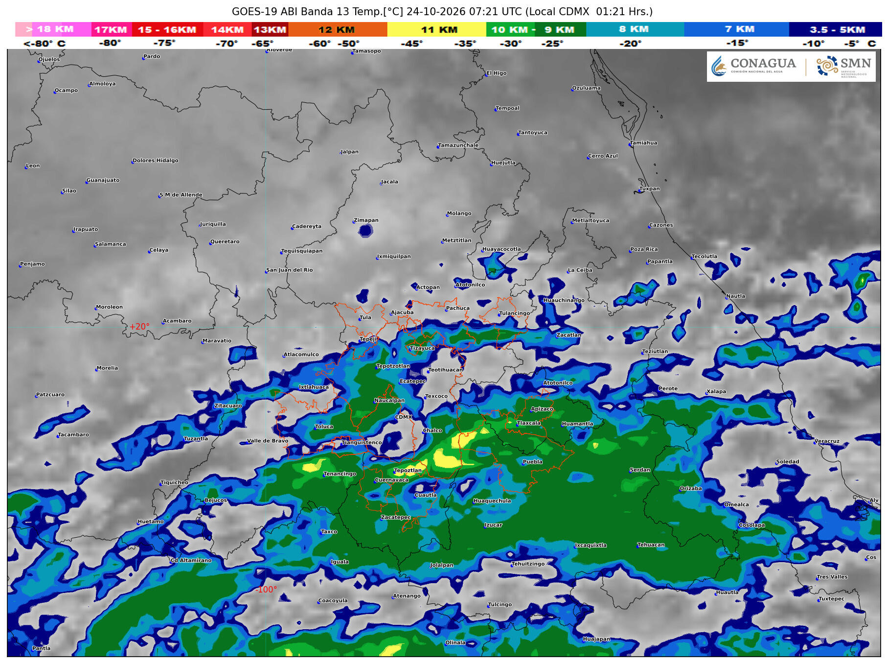 Imagen satelital de Valle de México del 24 de octubre de 2026