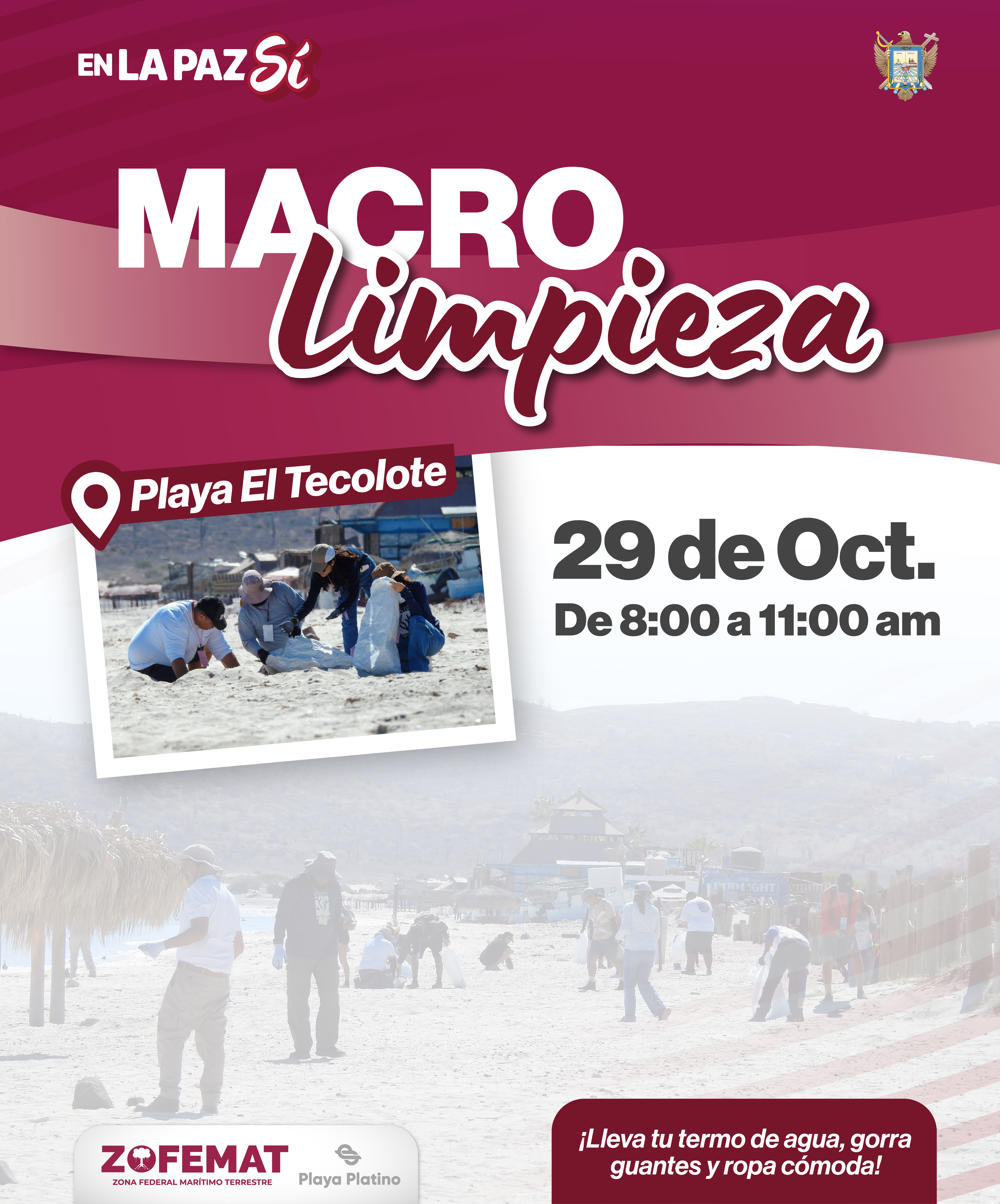 Convocan a limpieza de playa El Tecolote este jueves 29 de octubre