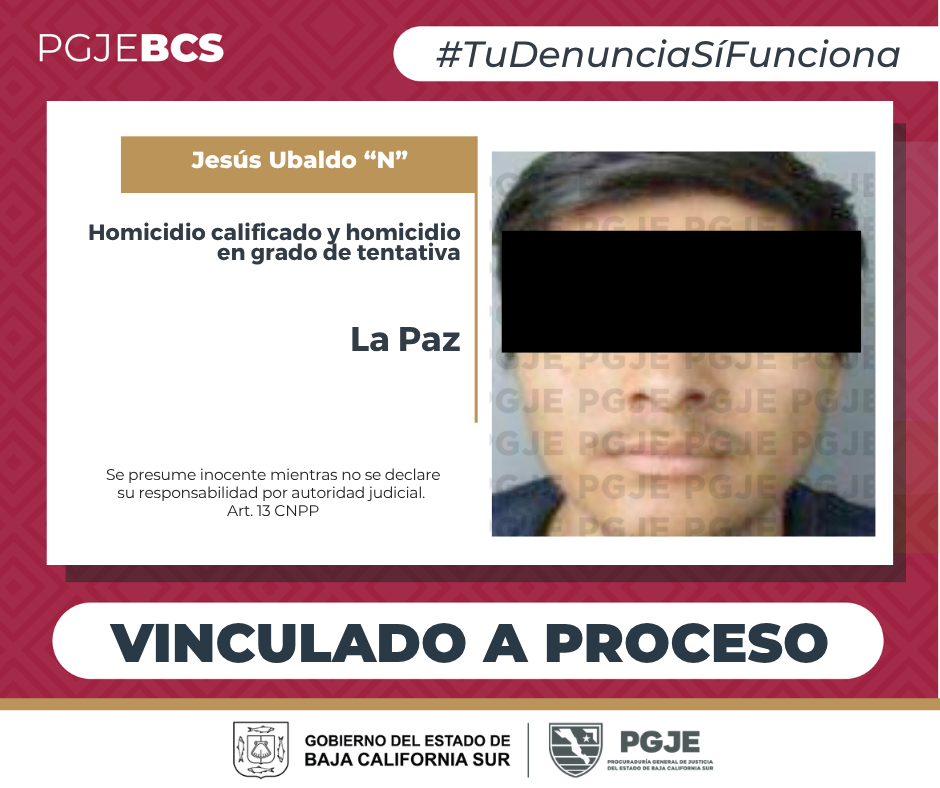 Imagen difundida por PGJE; persona imputada con identidad parcialmente cubierta