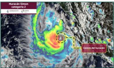 Simon continúa como huracán categoría 2 frente a Jalisco y Nayarit: aviso 03